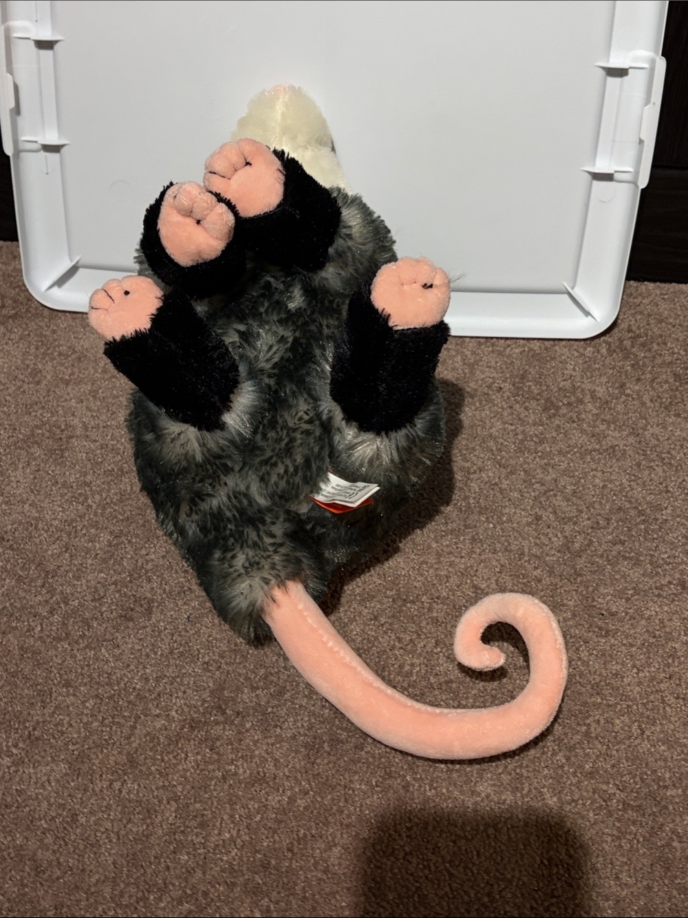 Plush Opossum Toy - Gray, White & Pink Soft Stuffed Animal - Picture 5 of 5